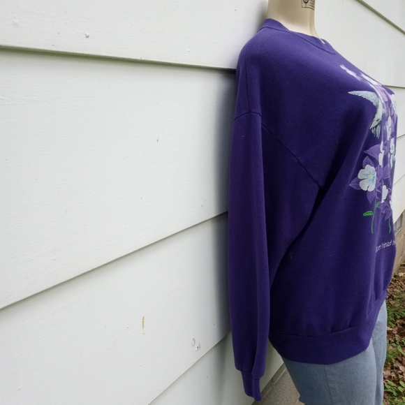 Vintage Purple Floral Sweatshirt - Picture 4 of 6